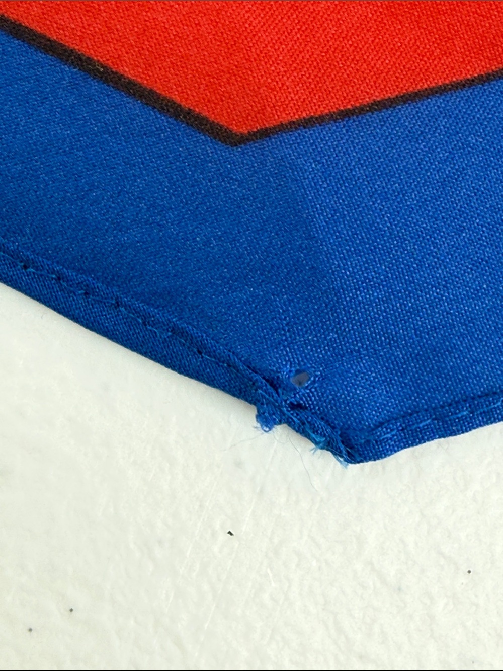 Monique Martin Silk blend Scarf — White with Blue, Red & Yellow Pattern - Picture 6 of 6